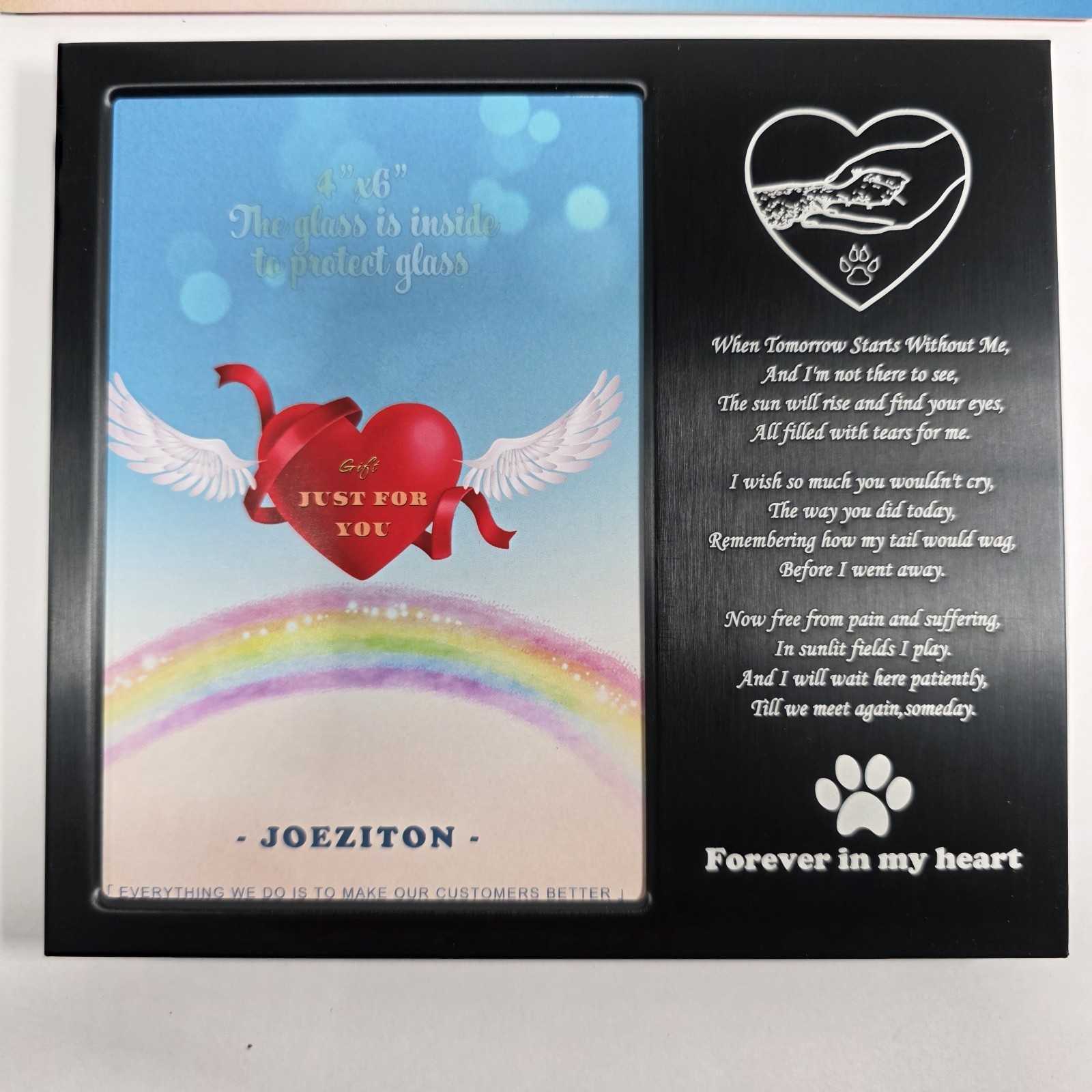 Joeziton Pet Memorial Picture Frame 4×6 Aluminum Rainbow Bridge Poem Dog Cat…
