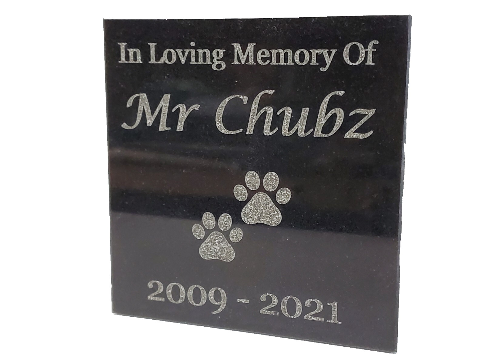 Solid polished black granite pet memorial grave stone garden marker dog cat d1