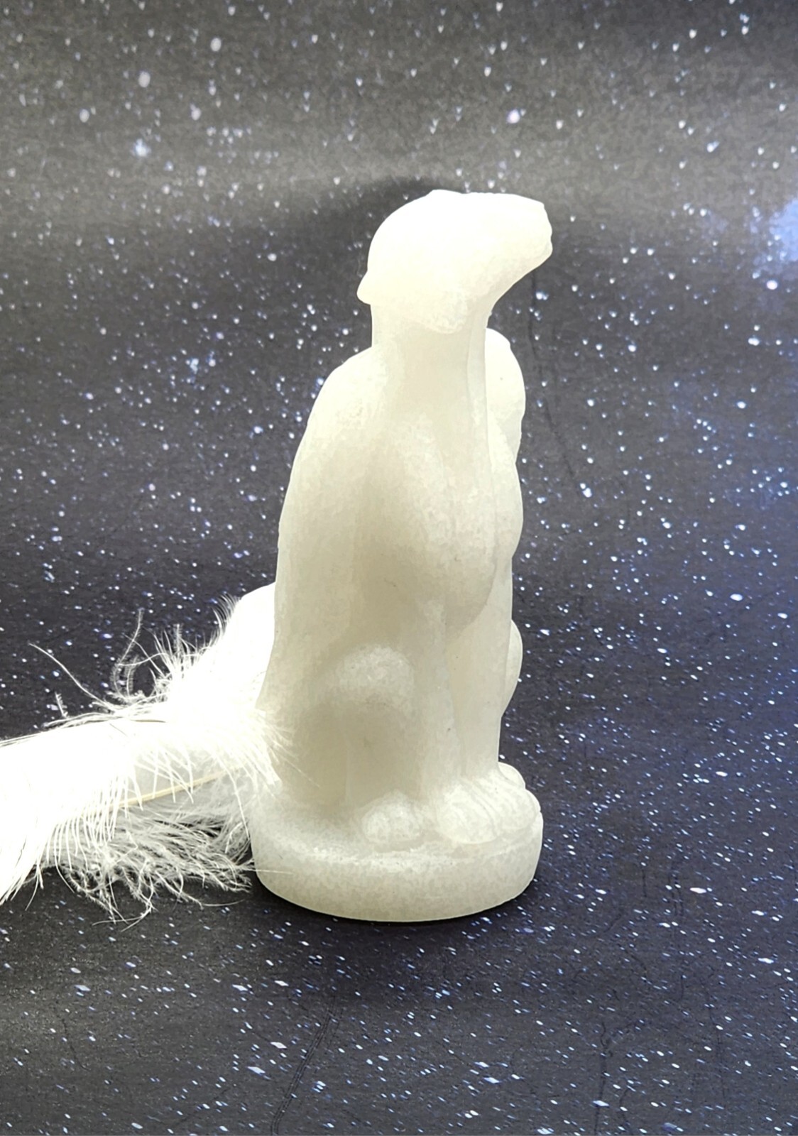 White Jade Winged Angel Dog Pet Memorial, Pet Loss Gift, Gemstone Carving