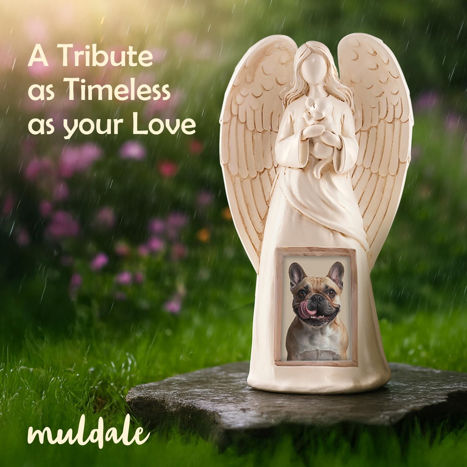 Muldale Dog Memorial Statue – Dog Photo Frame – Guardian Angel for Beloved Pe…