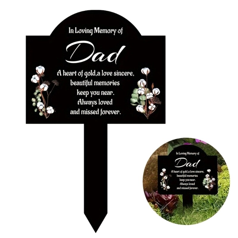 Acrylic Cemetery Memorial Grave Marker for Indoor or Outdoor Use Mom or Dad