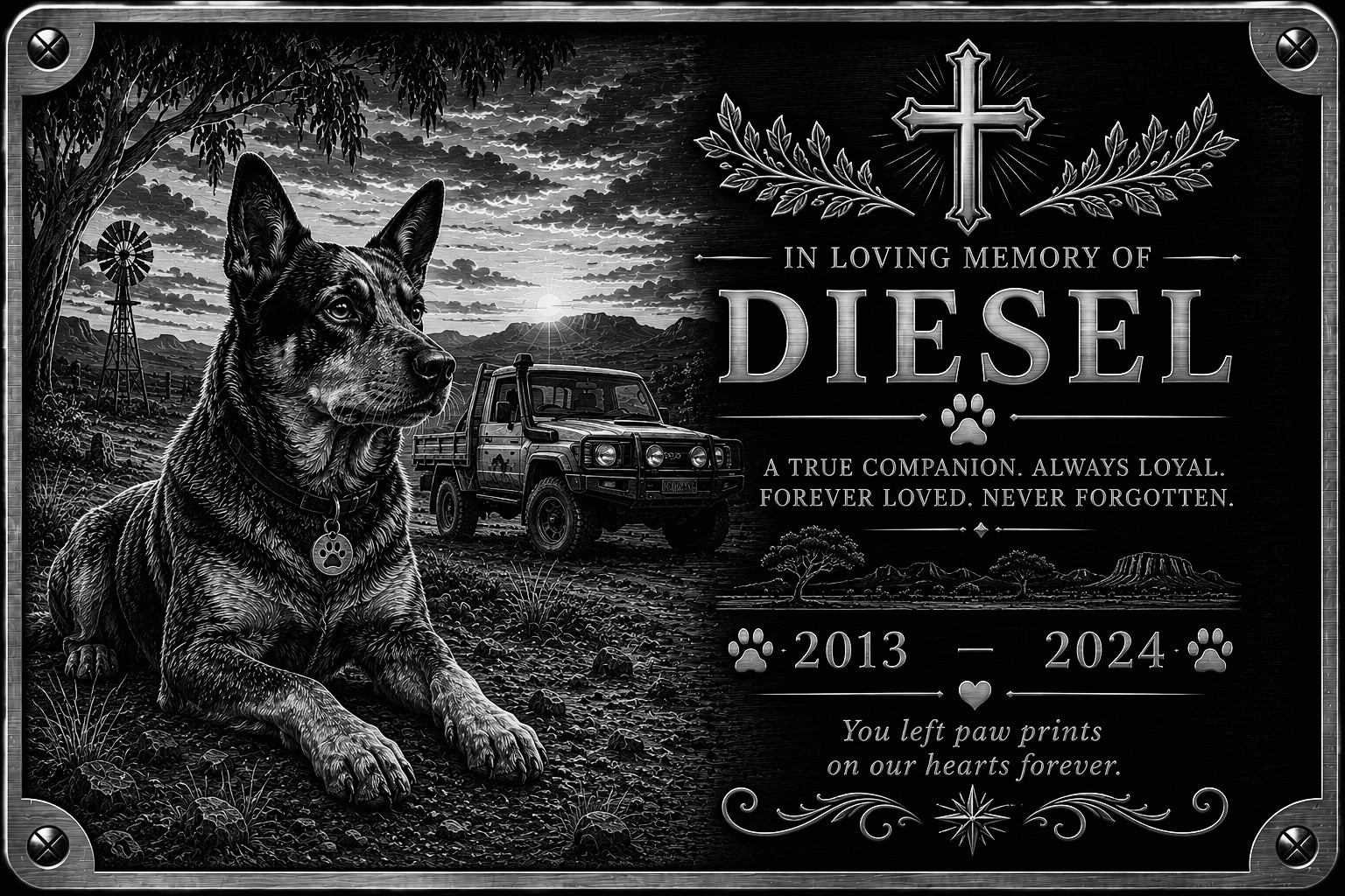 Personalised Pet Memorial Plaque Custom Photo Engraved Aluminium Dog Cat Horse