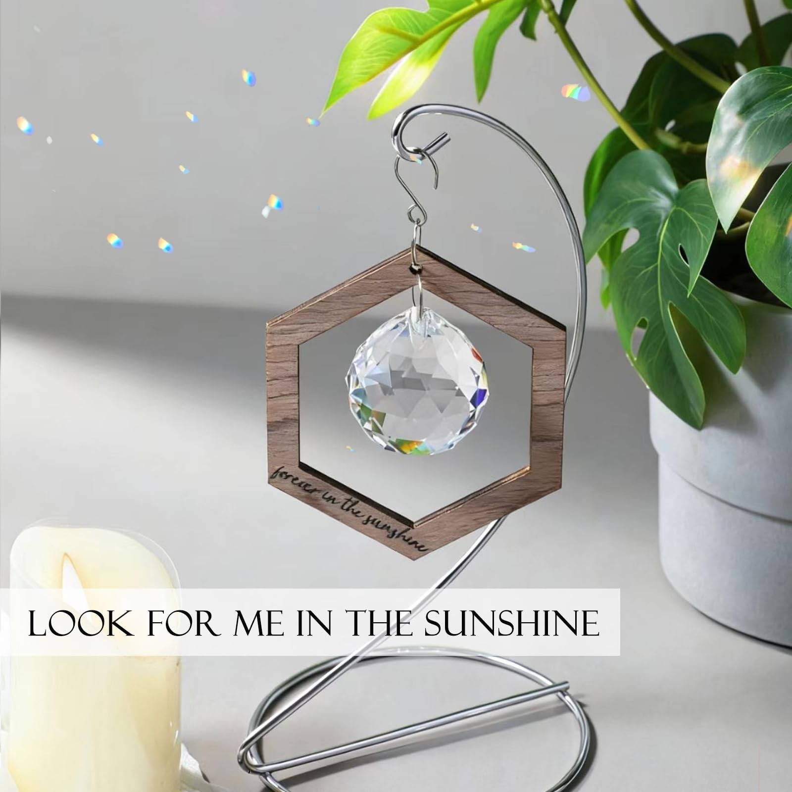 Memorial Crystal Suncatcher Sympathy Gifts for Loss of Loved One, Hanging Mem…