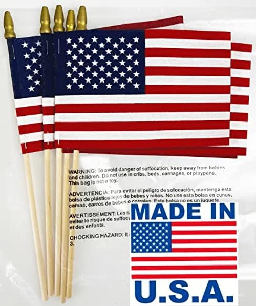 12-Pack 12×18″ American Stick Flags – Made in USA, Handheld with 30″ 12 Pack