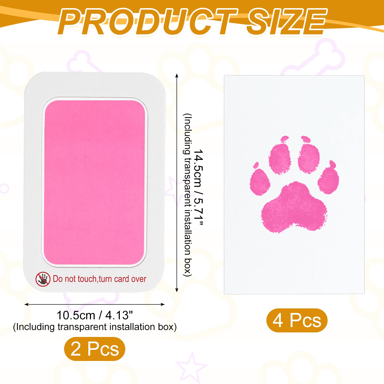 Pet Paw Print Kit, 5.7″X4.1″ Paw Print Impression, (Bright Pink, 2 Set)