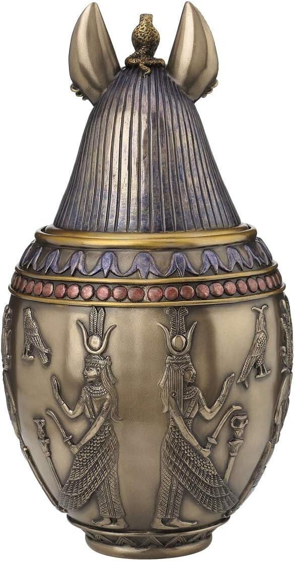 Rare Egyptian Anubis Dog Memorial Urn Canopic Jar Sculpture**WELL MADE