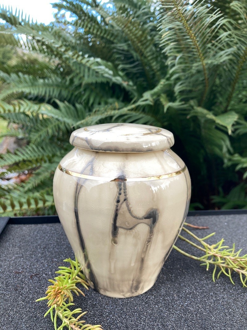 Handmade Ceramic Cremation Urn in Royal Purple, small size for pet ashes, 50 ci