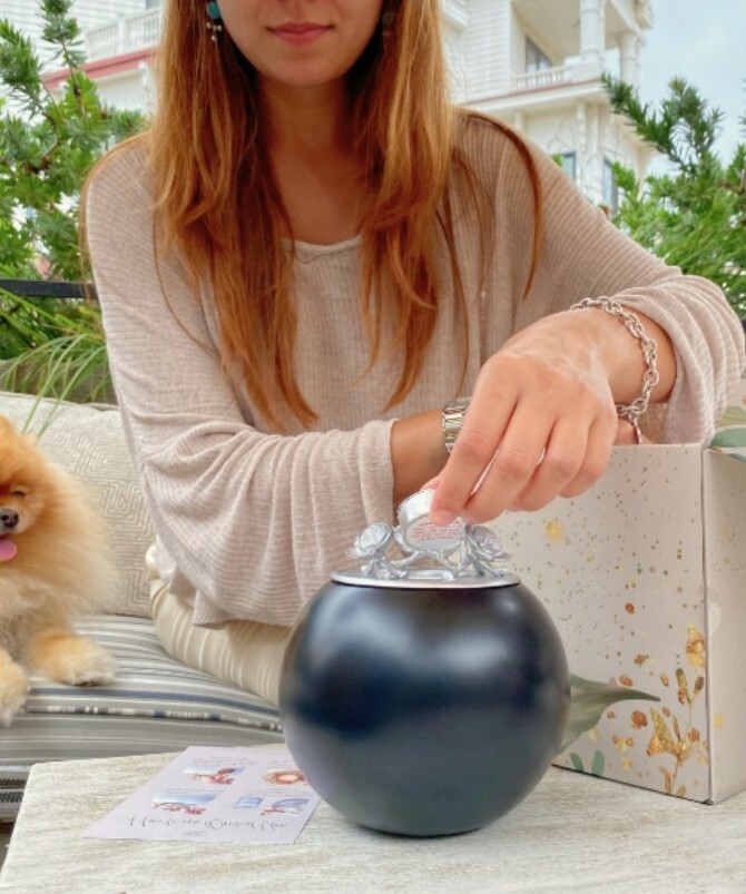 G’Night Fetcher Orchid Pet Urn Onyx Silver (Pets up To 70lbs)