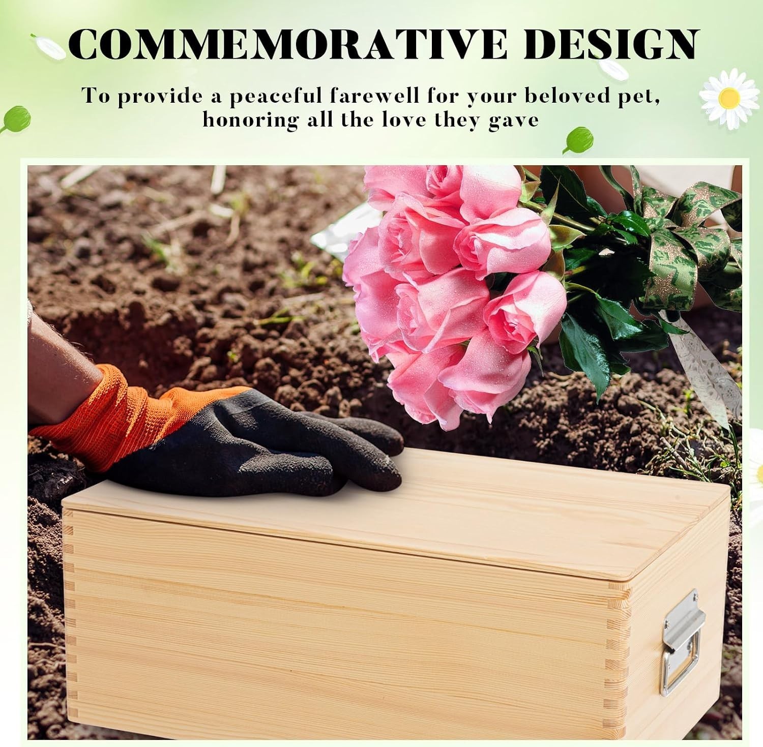 Pet Casket – 30″ Wooden Burial Box for Dogs and Cats, Strong and Safe Baltic Bir