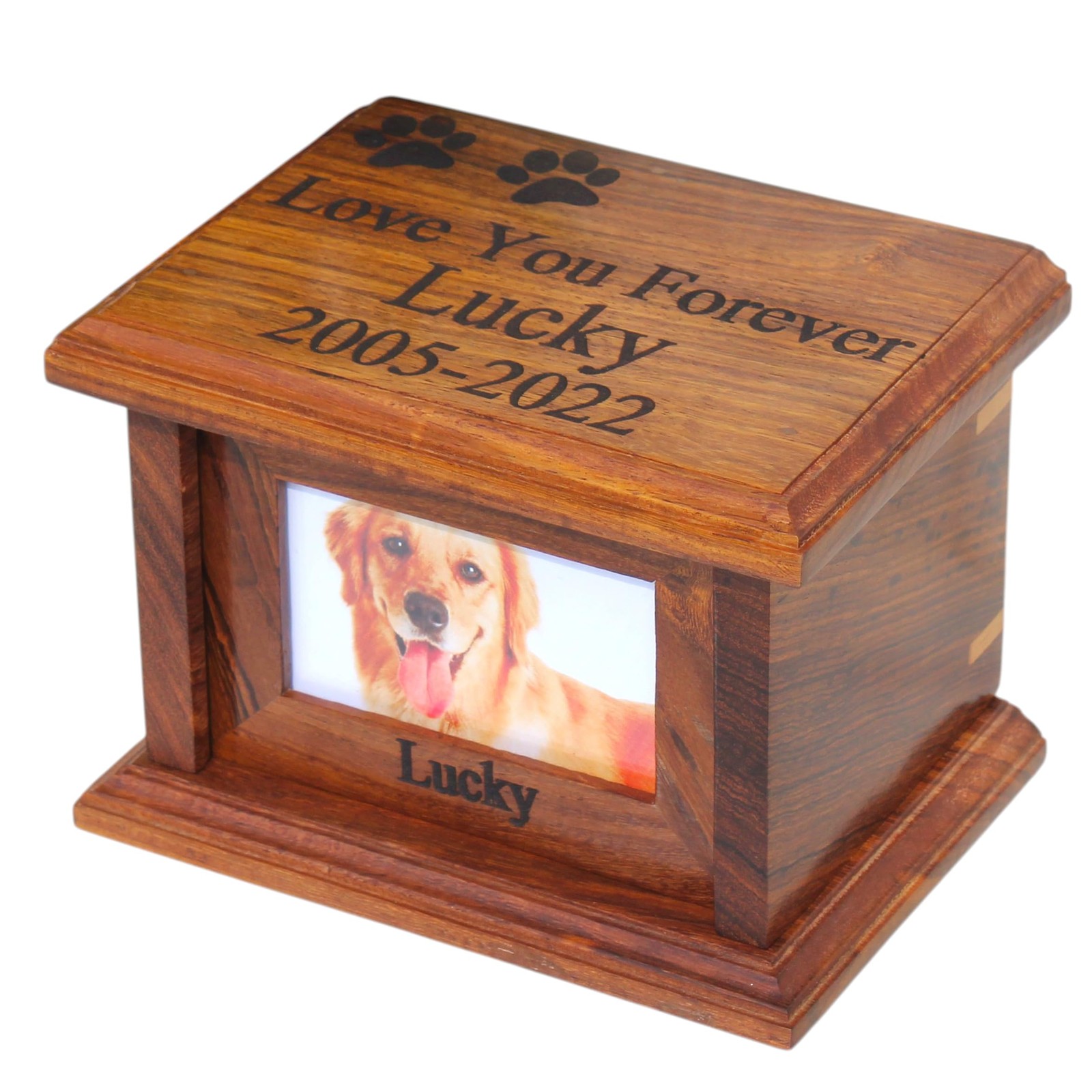 Pet urns for Dogs, Dog Ashes, Wood urn Small-No Text, Brown