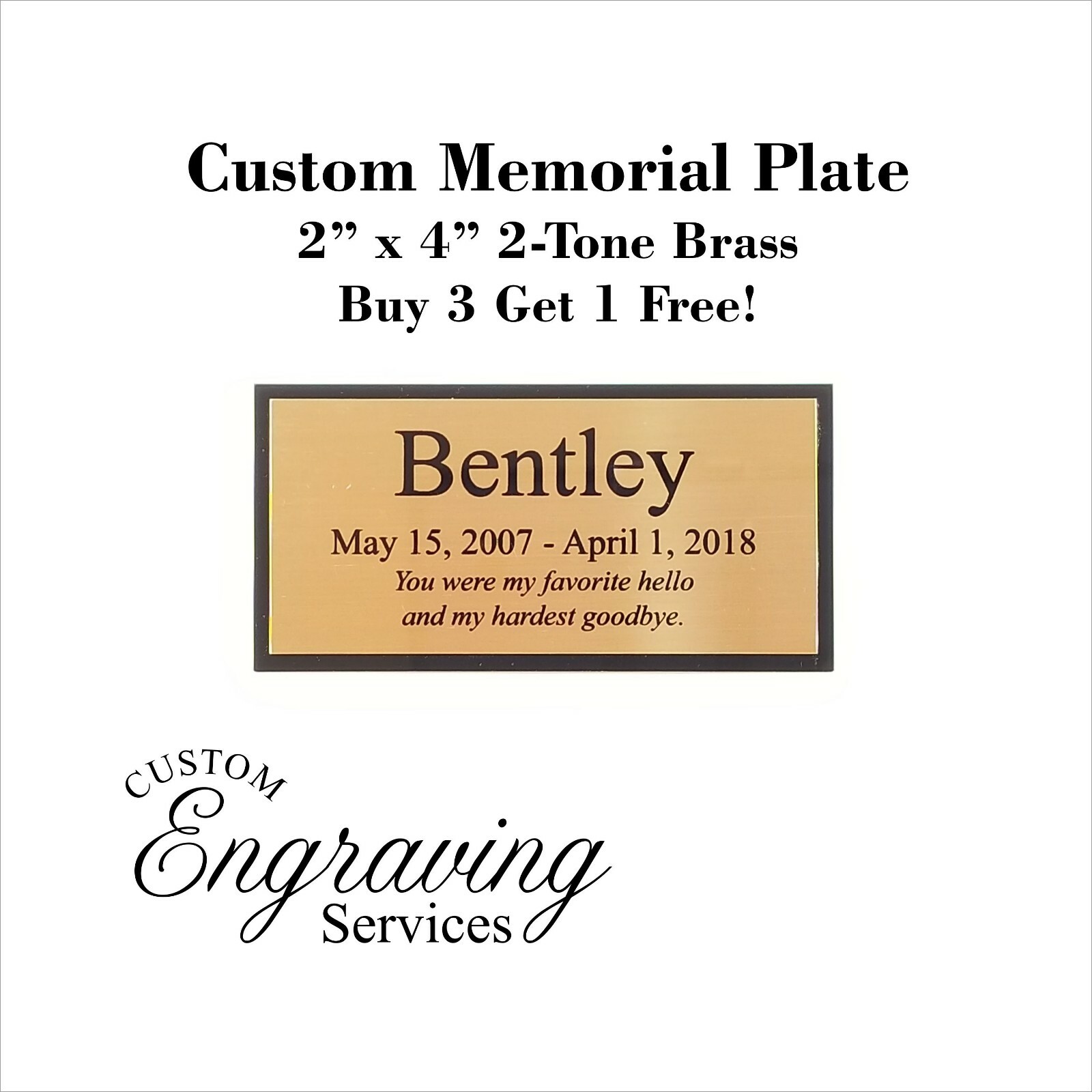 PET MEMORIAL PLATE – Beautiful Two Tone With Personalized Solid Brass Plate