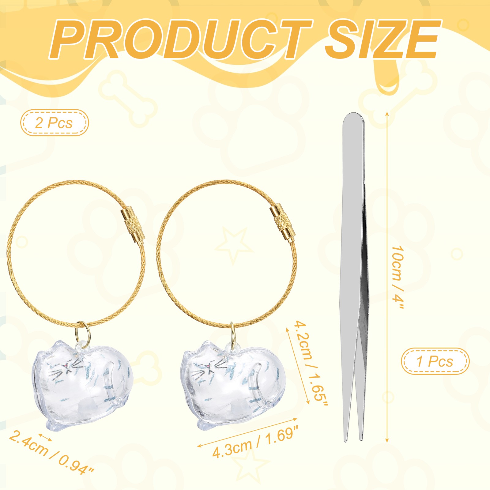 2Pcs Cat Hair Collector Keychain with Tweezers Style 9