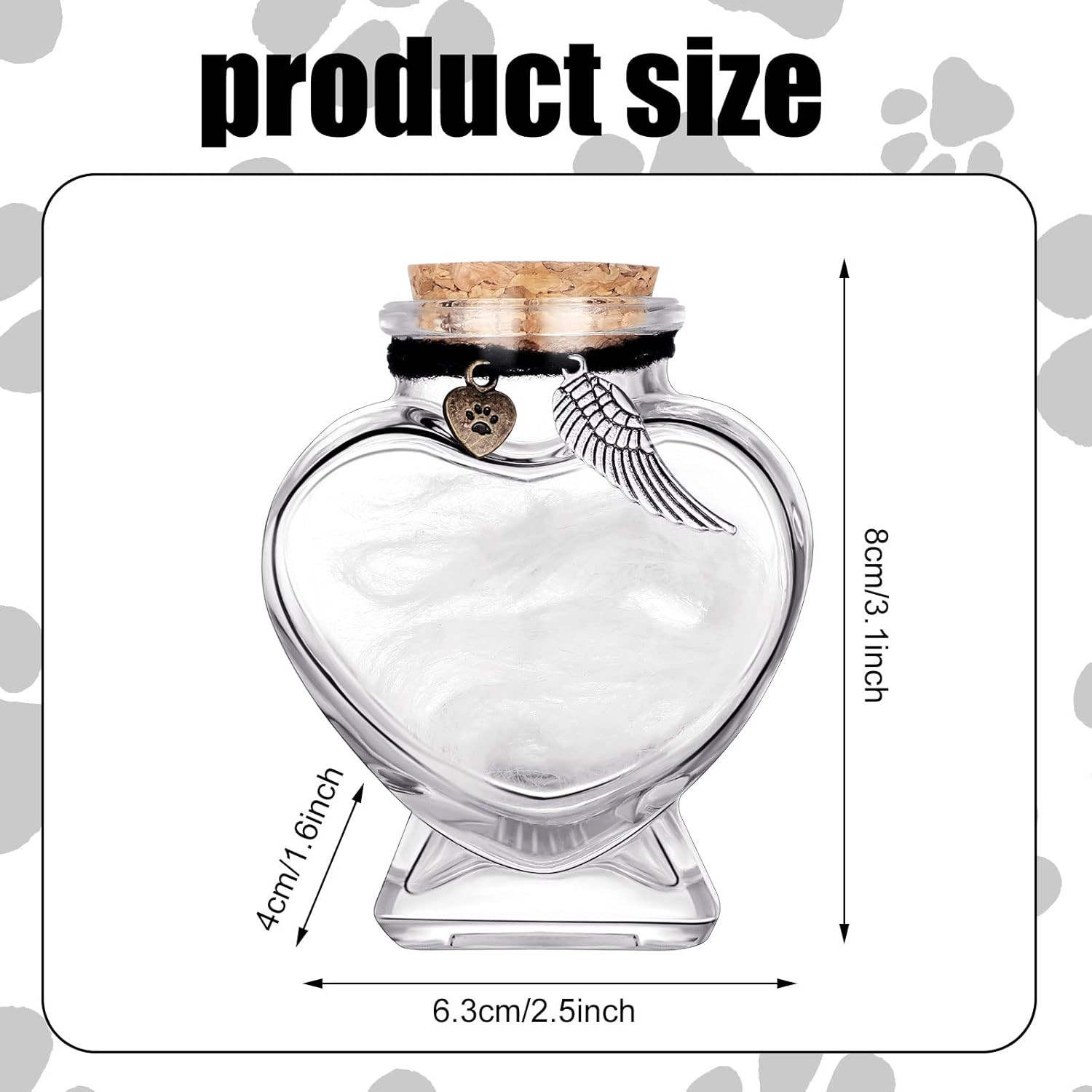 Eaasty 2 Sets Memorial Bottle for Pet Hair, Pet Fur Keepsake Fur Memorial, Clear