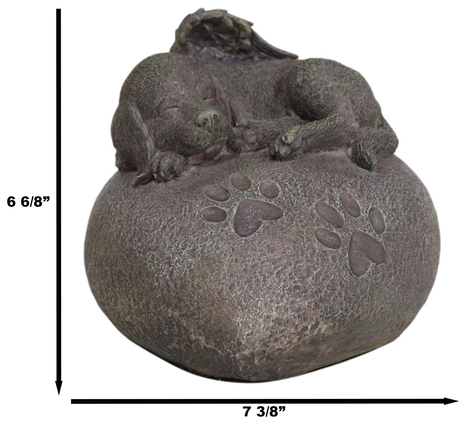 Angelic Labrador Dog Sleeping On Heart Stone Cremation Urn Pet Memorial Statue