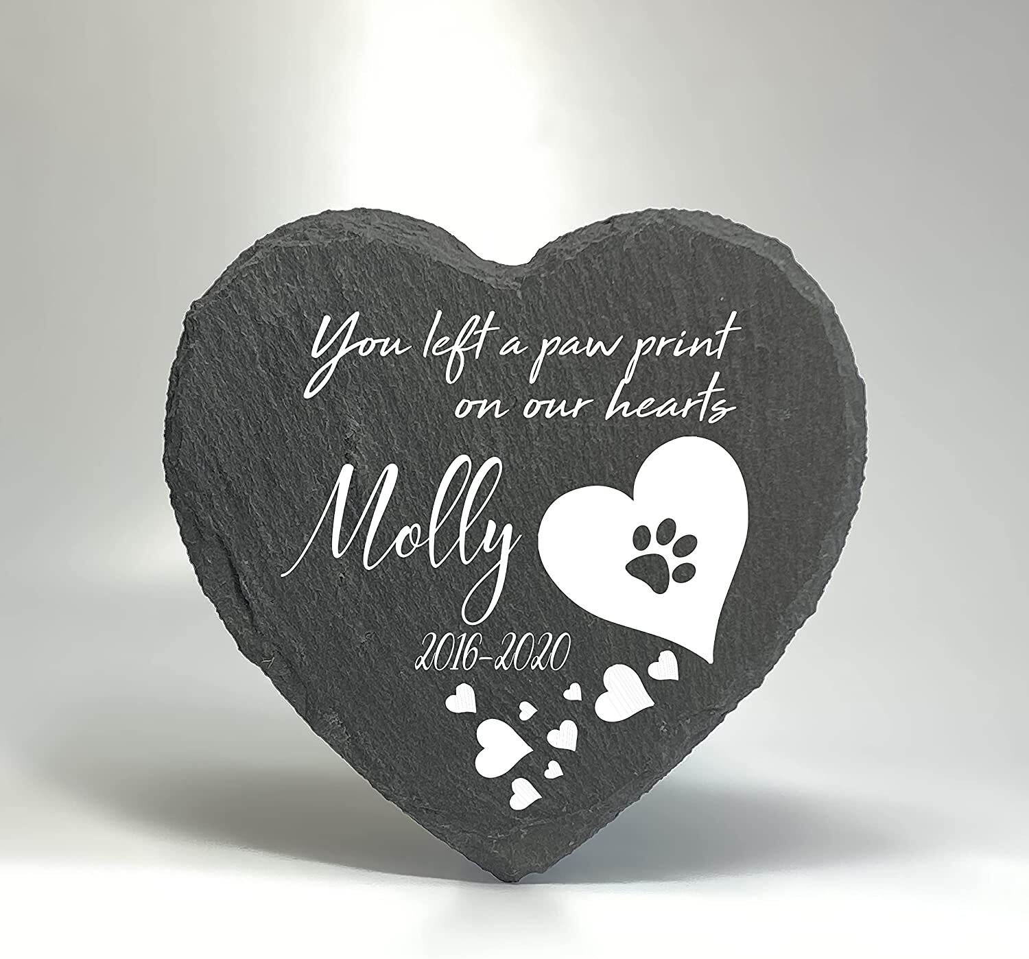 Personalised Pet Memorial Heart Plaque Grave Marker Cat Dog Hamster Birds Mouse