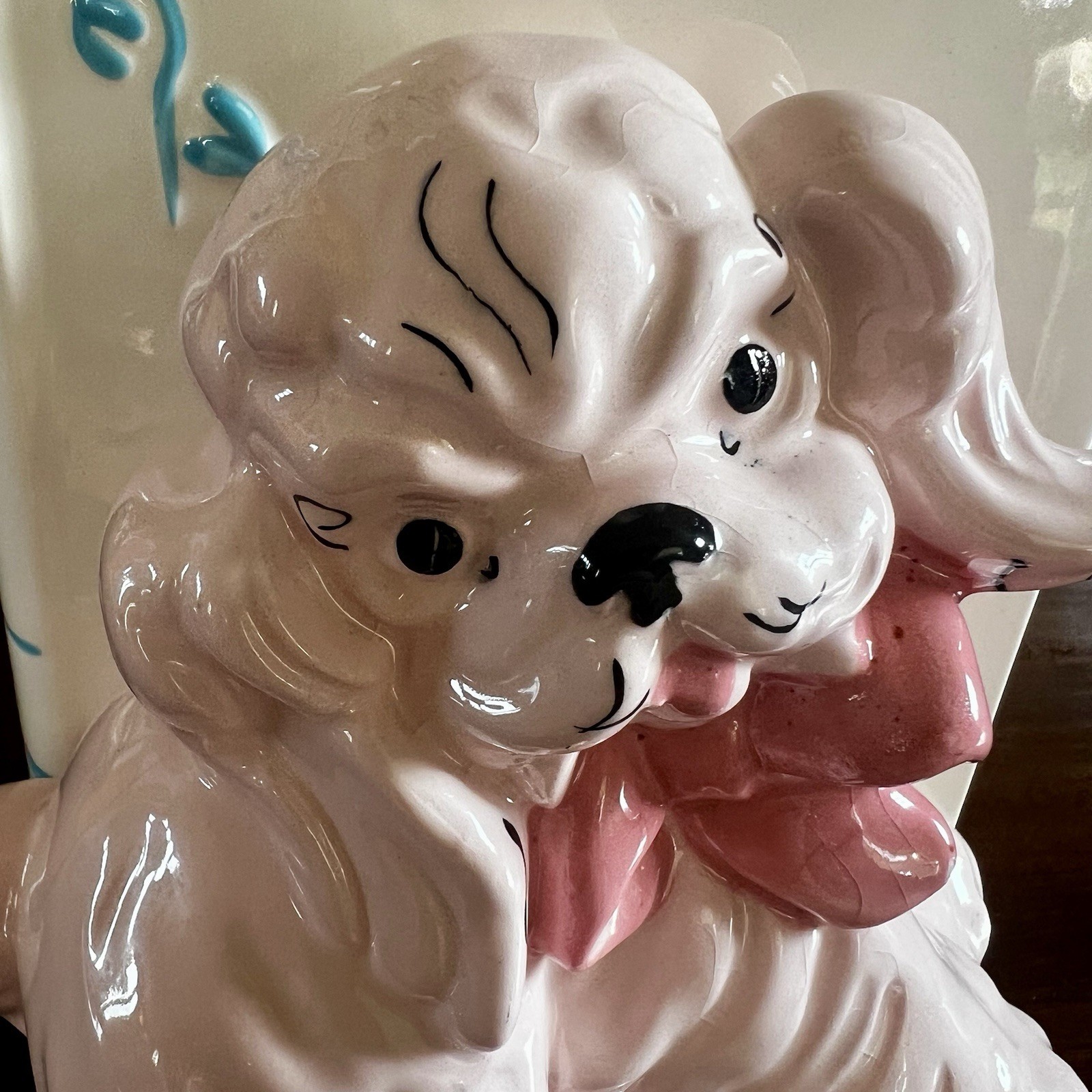 6.5” Vintage Lefton Puppy Dog Planter Napco Japan Ceramic Our Baby Memorial Gift