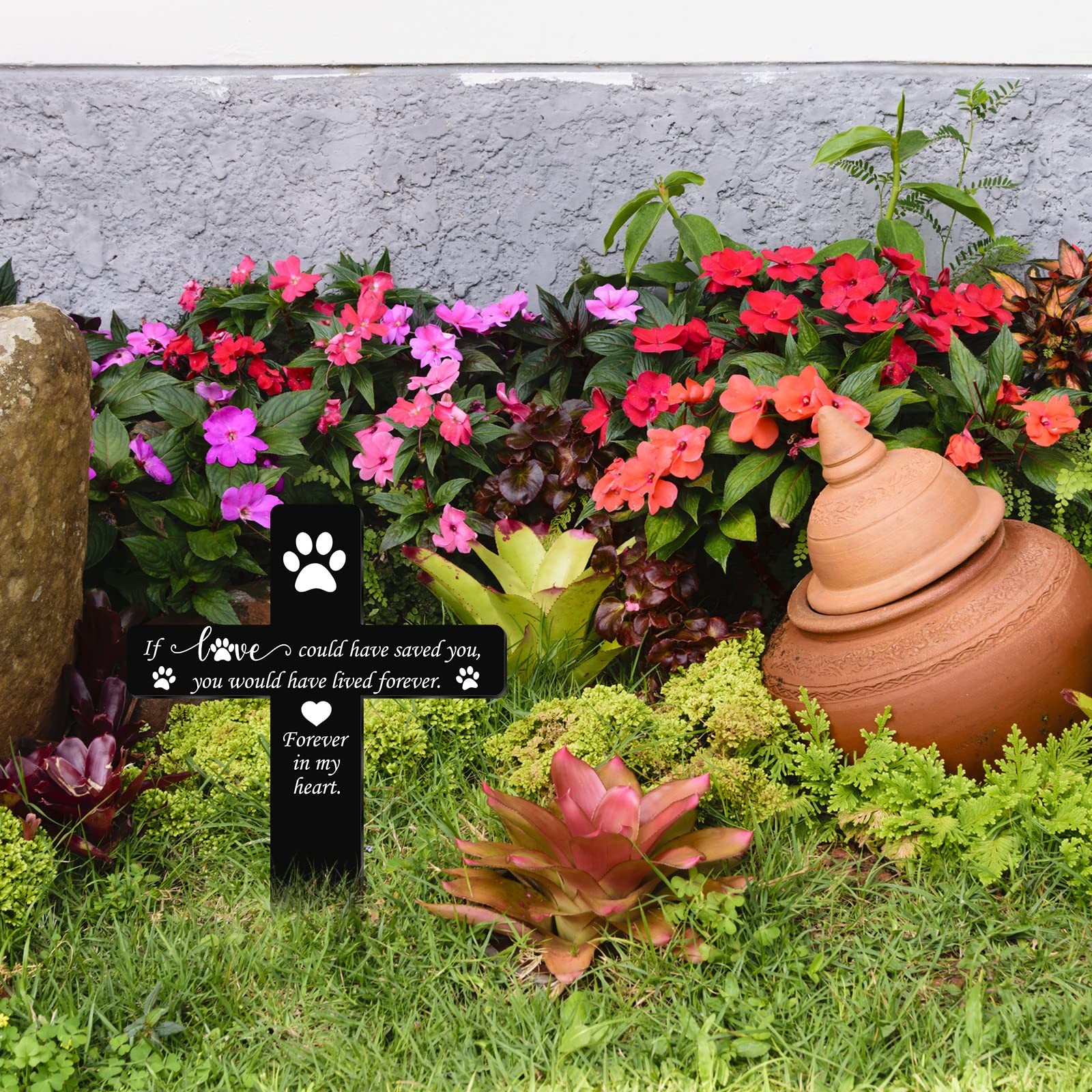 Grave Marker Cross Memorial Gifts Pet Loss Stake Memorial Plaques for Outdoors P