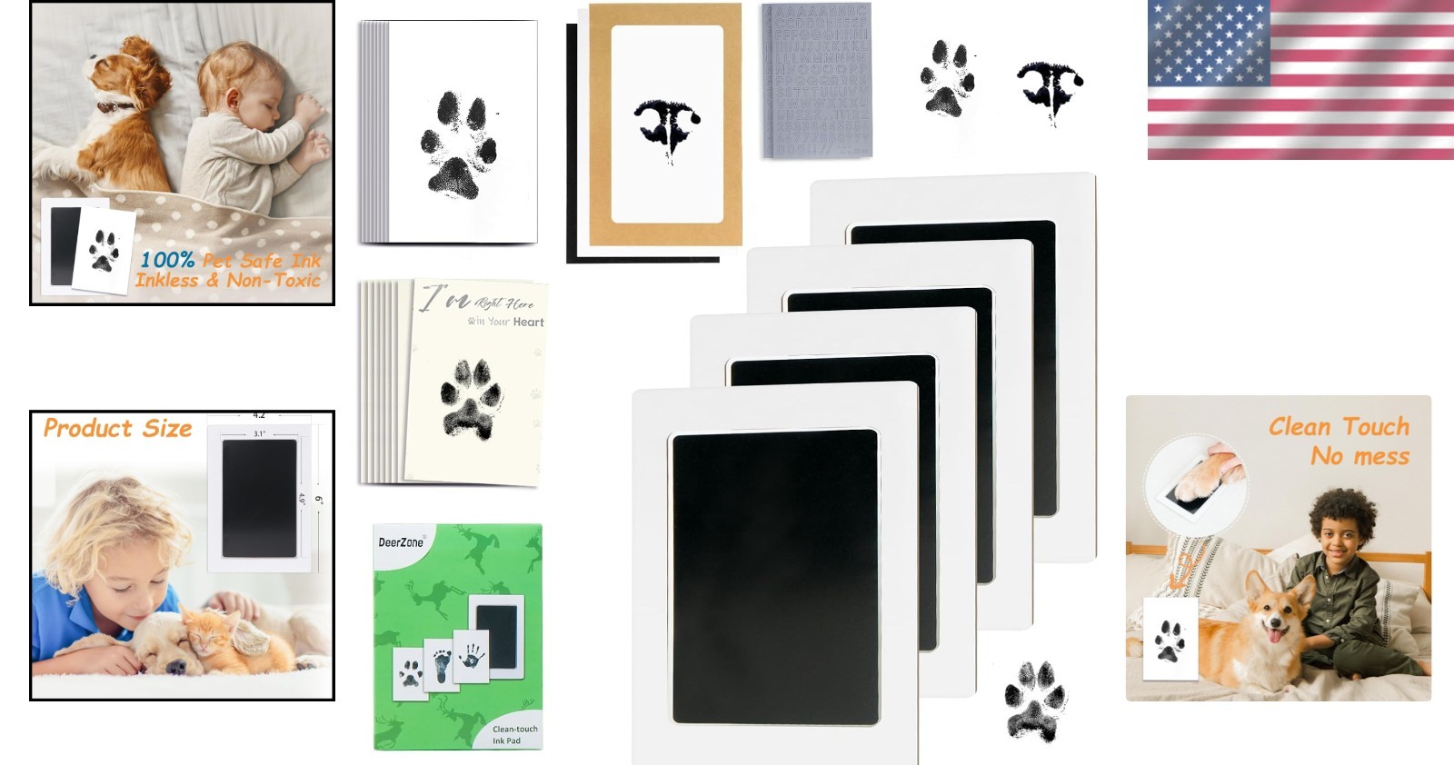 Inkless Pet Paw Print Kit for Dogs Cats No Mess Keepsake, 4 Pack