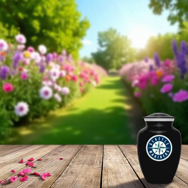 8 In Black Seattle Mariners Baseball Style Cremation Urn Adult Ashes Metal Urns
