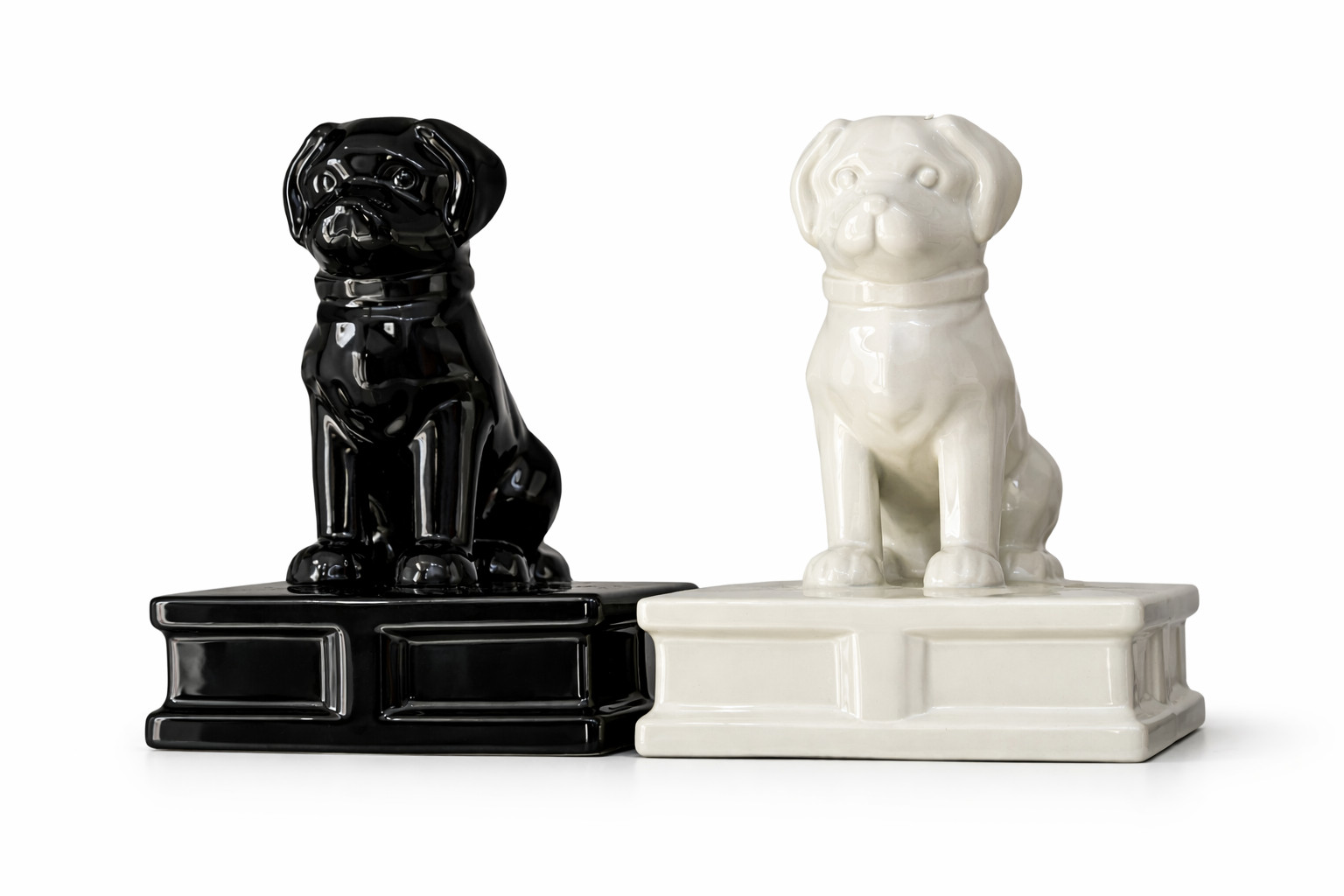 Pet Ashes Urn Geometric Dog Memorial – Glossy Ceramic – Black / White