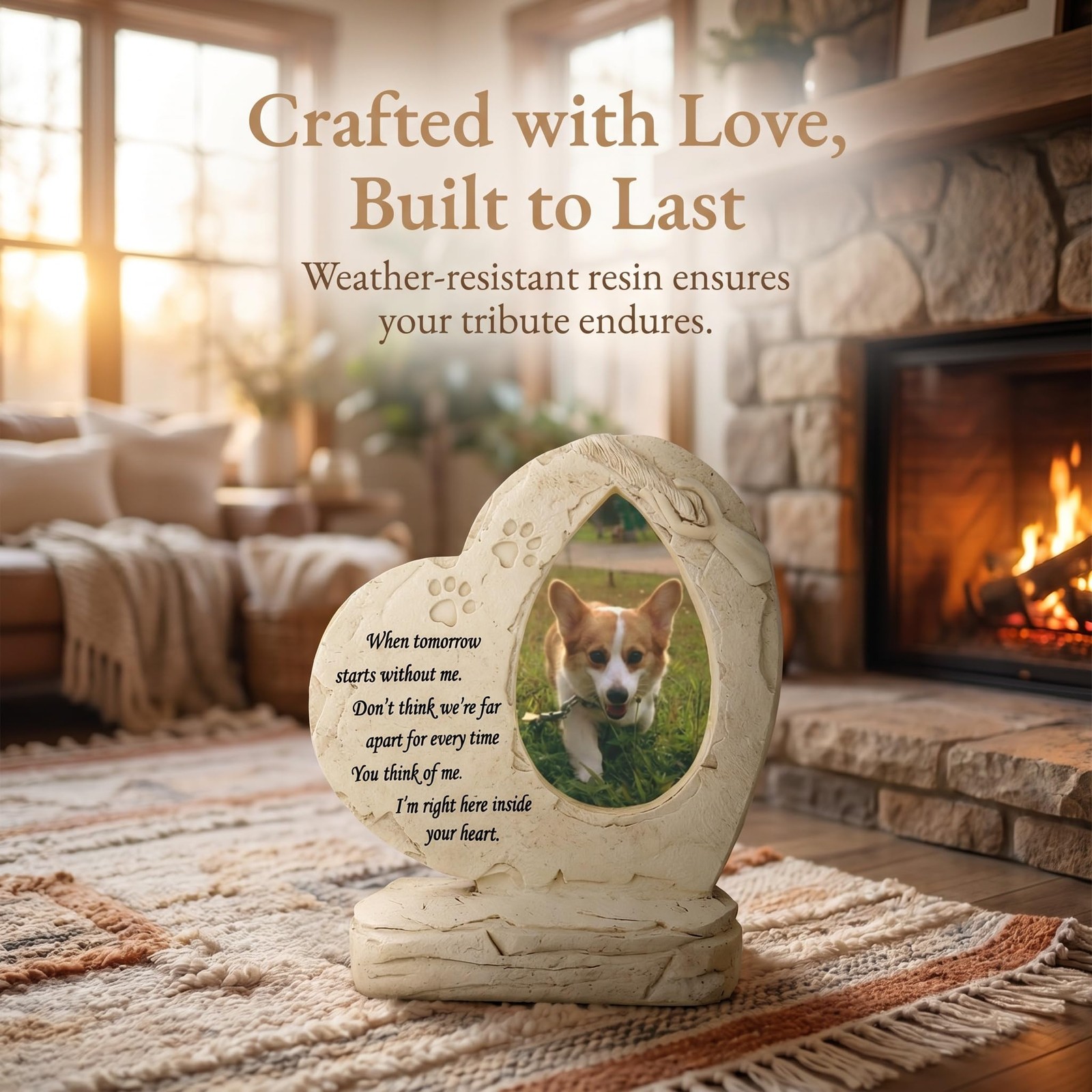 jinhuoba Heart Shaped Pet Memorial Stones for Dogs, Dog One size, White