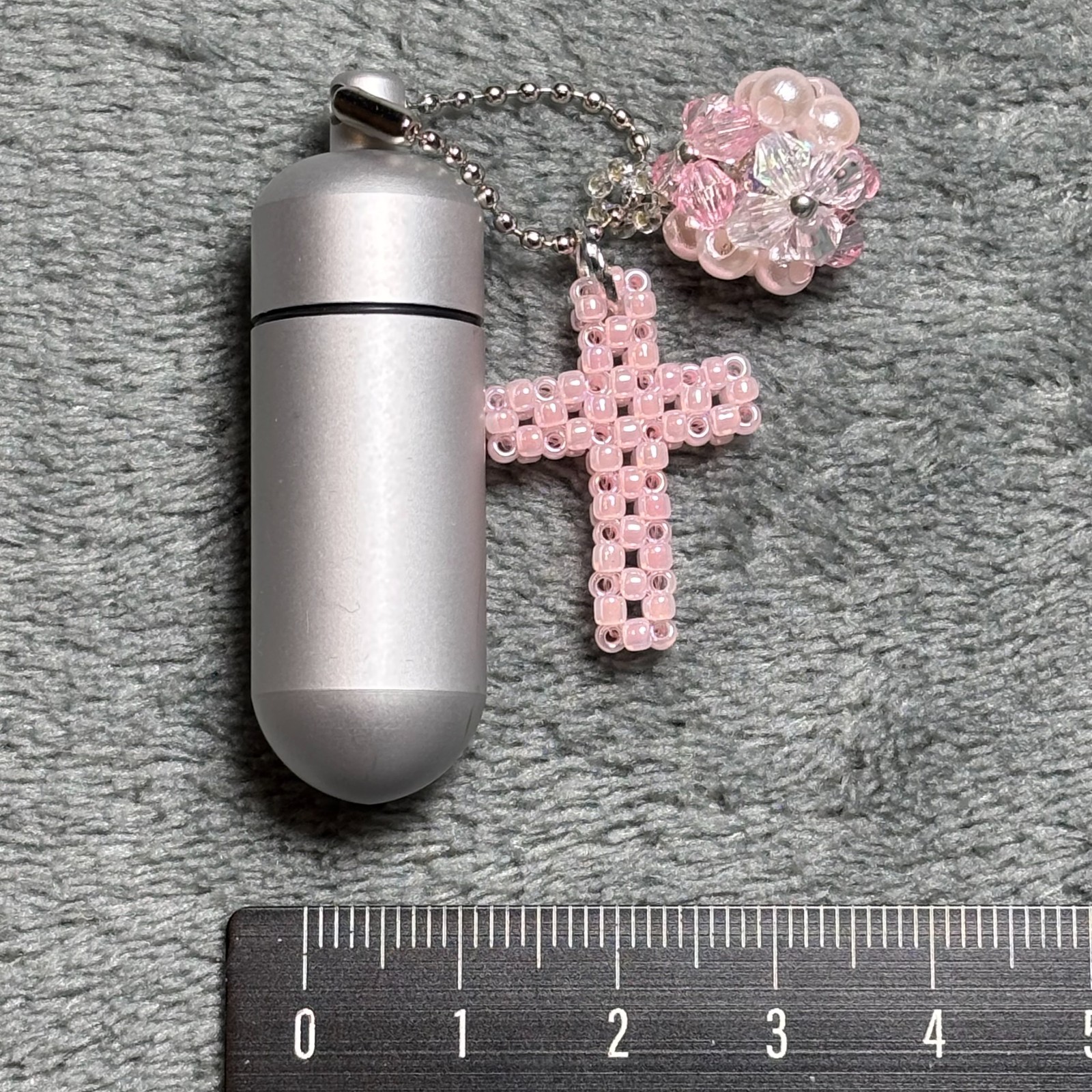 Cremation Ashes Keychain – Cremation Keepsake(pink cross and pink ornaments)