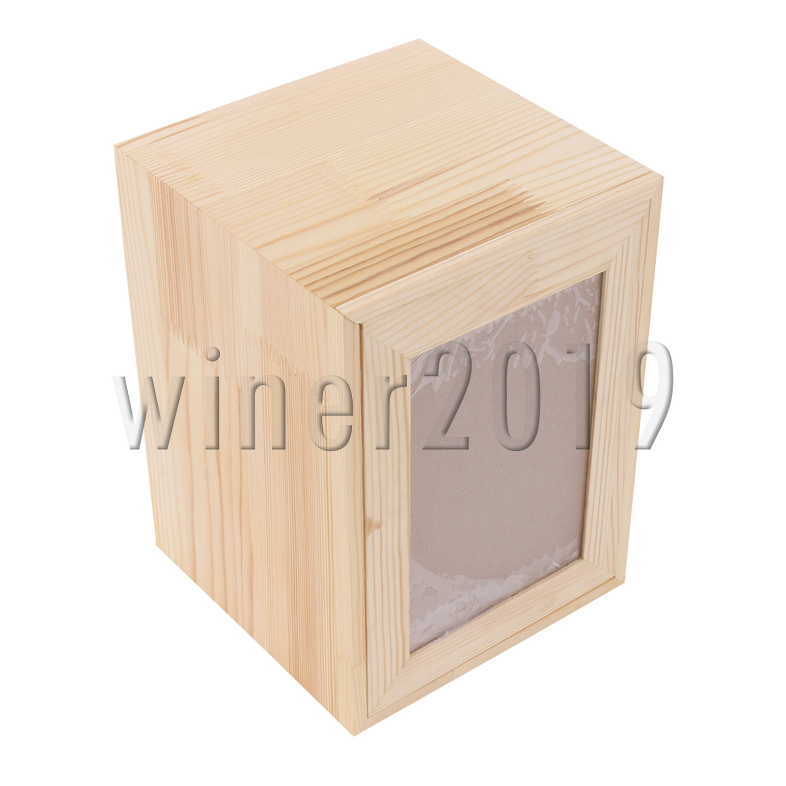 Natural Wood Pets Ashes Memorial Box Cremation with Photo Frame 6.3″x6.3″x8.66″