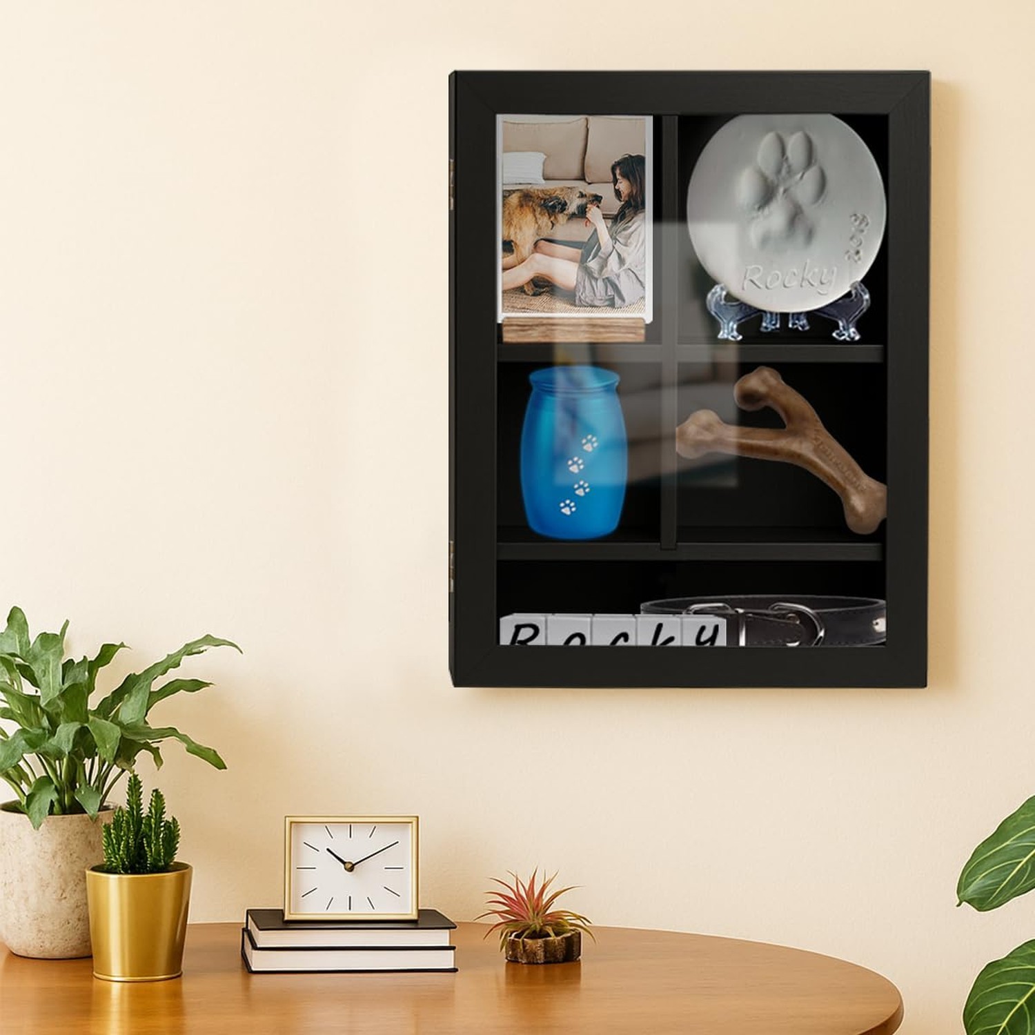 Pet Memorial Shadow Box with Adjustable Shelves,12 * 16 Inch Solid Wood Deep …