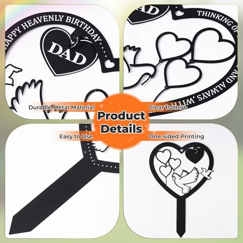 Stake Graves Cemetery Decorations – Metal Memorial Grave Markers, Father Dad