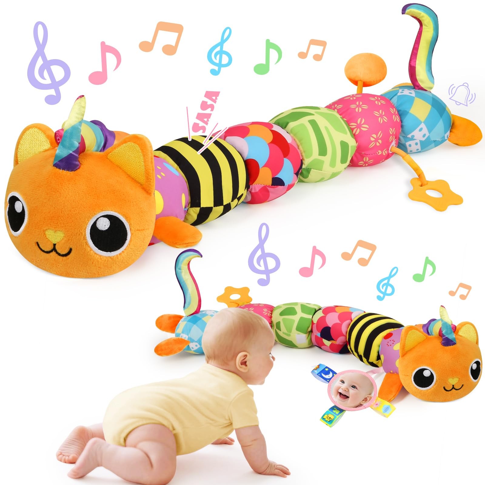 Baby Sensory Musical Stuffed Animal Toy 0-12 Months Infant Unicorn Cat Plush