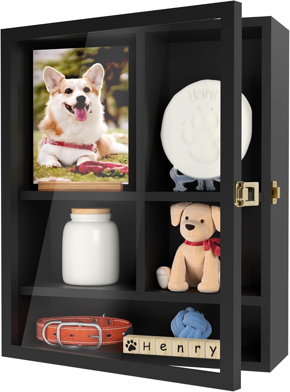 Pet Memorial Shadow Box, 14.7″x 12″ Dog Memorial Shadow Box with Adjustable S…