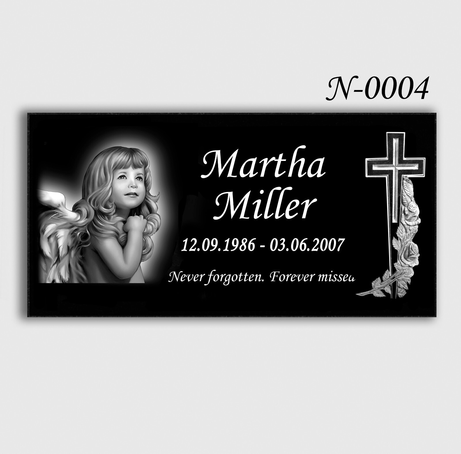 16″х8″х3″ inch Large Pet Headstone  Diamond Engraved on the Grave Marker Granite