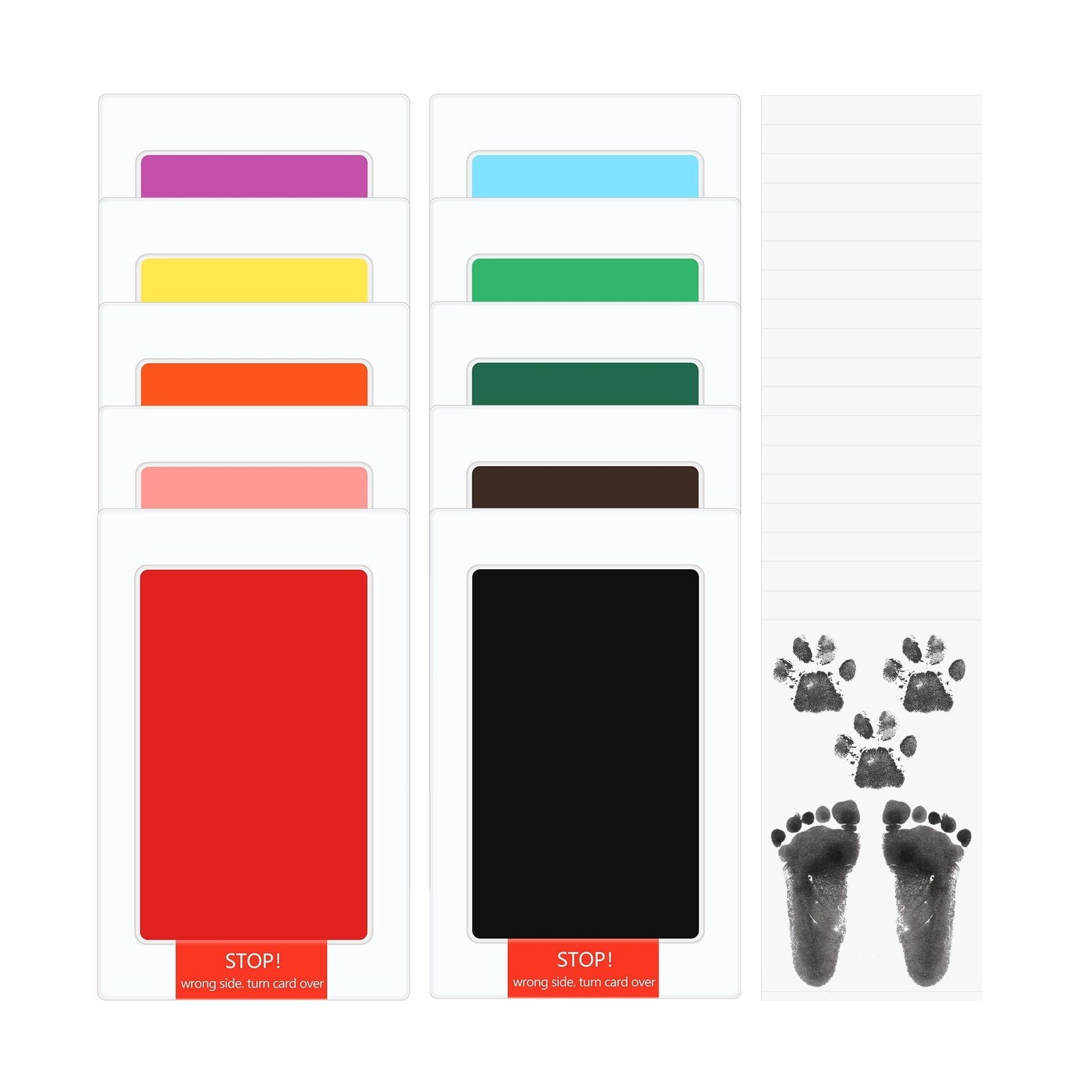 Jexine 30 Pcs Baby Inkless Handprint and Footprint Kit Pet Paw Print Stamp Ki…