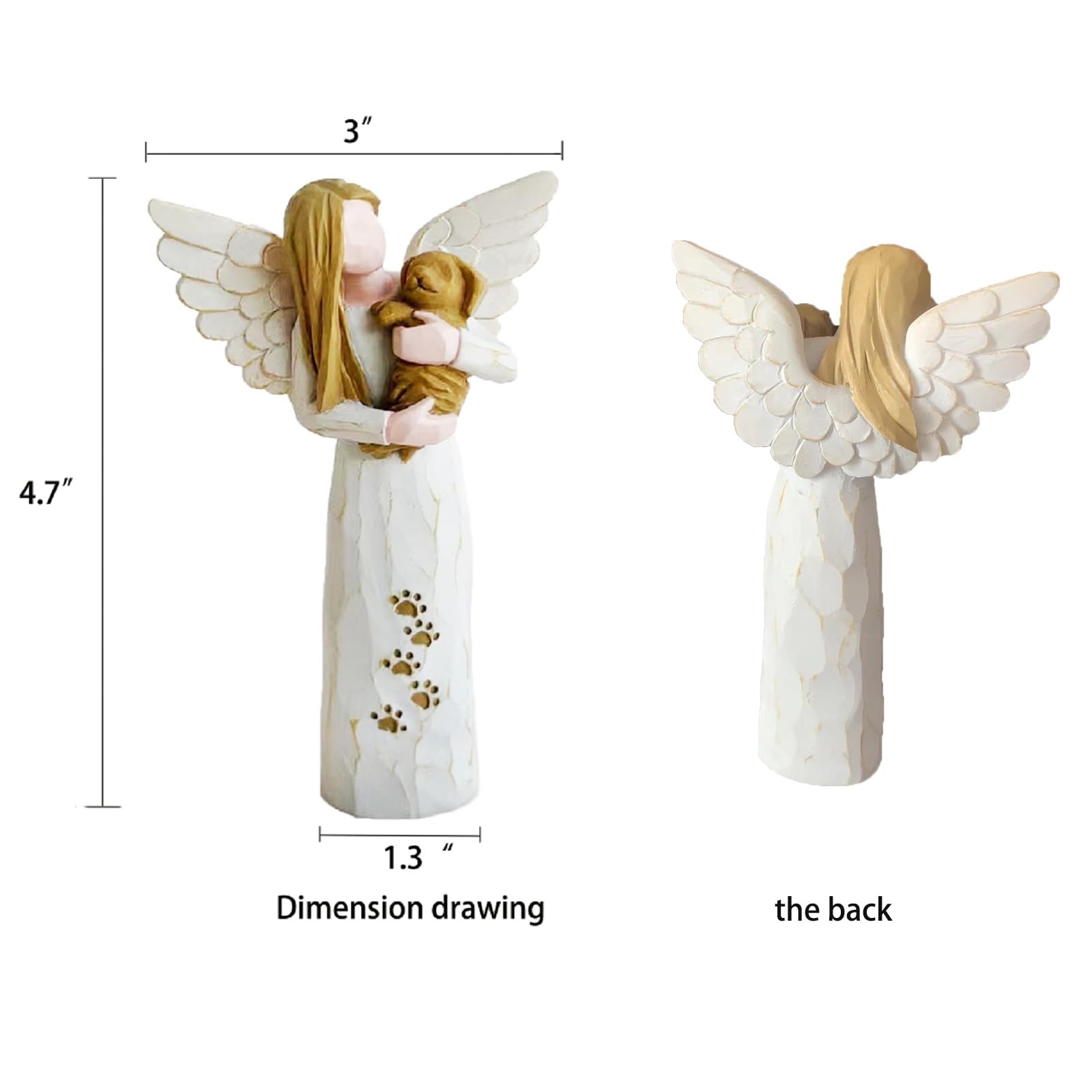 Waifugal Dog Memorial Gifts for Loss of Dog, Pet 4.7″×3″×1.3″, White