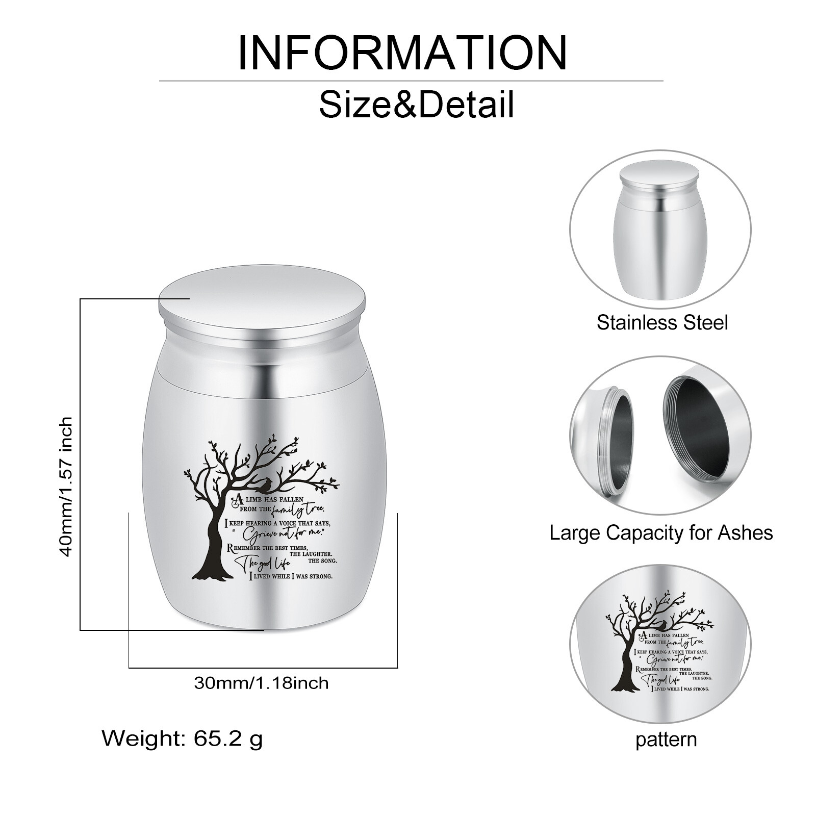 Small Keepsake Urns for Human / Pet Ashes 1.57 Inch Mini Cremation Urn for Ashes