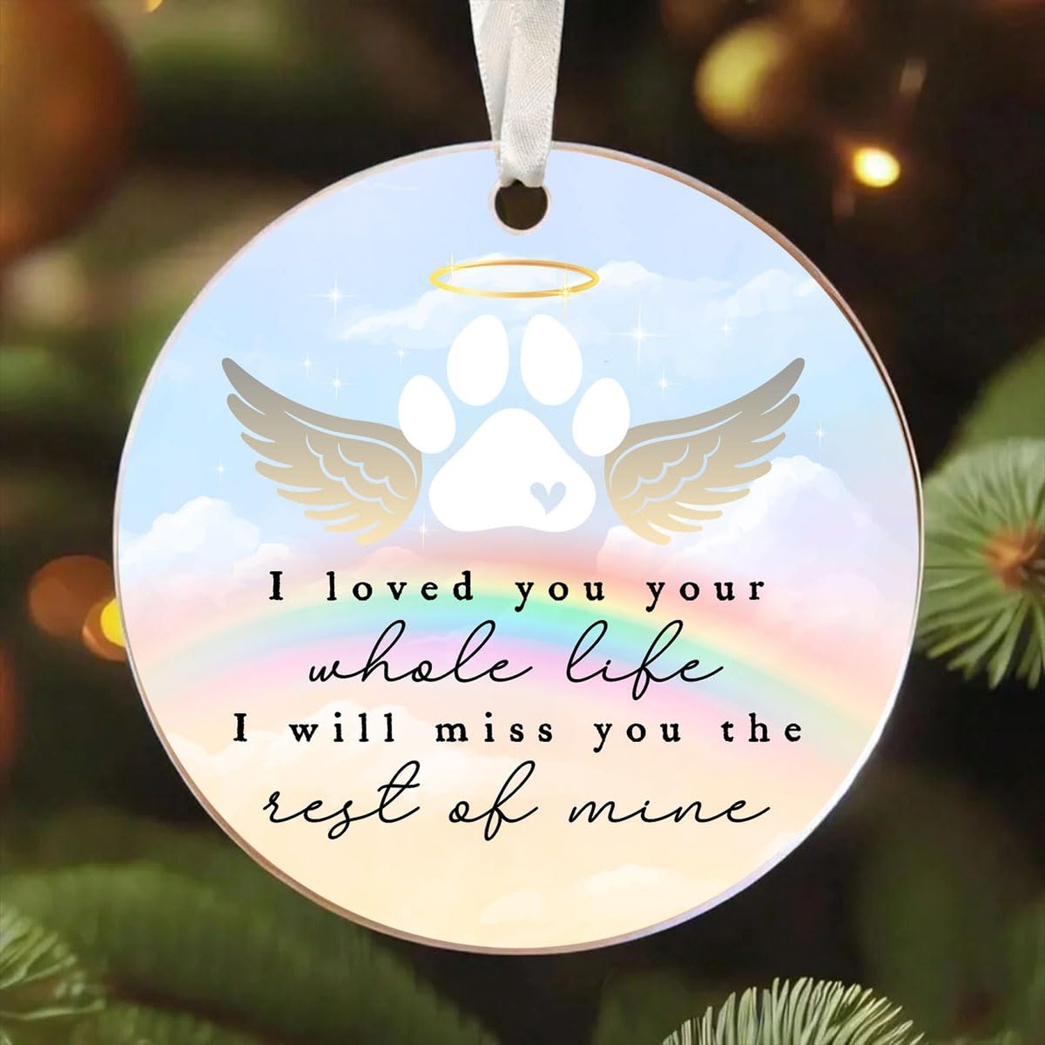 Rainbow Bridge Acrylic Keepsake – 3.5″ Round Pet Memorial Gift – in