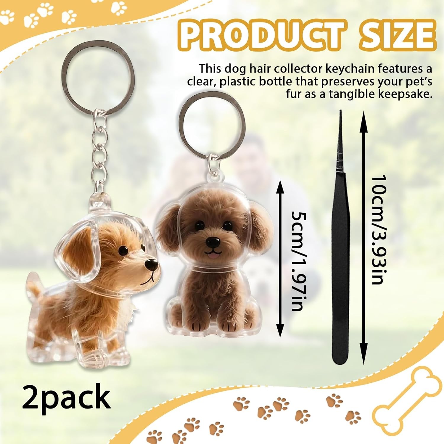 Dog Hair Memorial Keychain Pet Keepsake Storage Box 2 Pack Gift for Loss