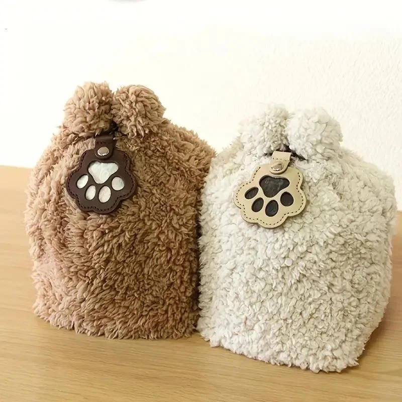 Pets Hair Memorial Keepsake Keychain PU Leather Dog Cat Storage Pouch Bag Charm