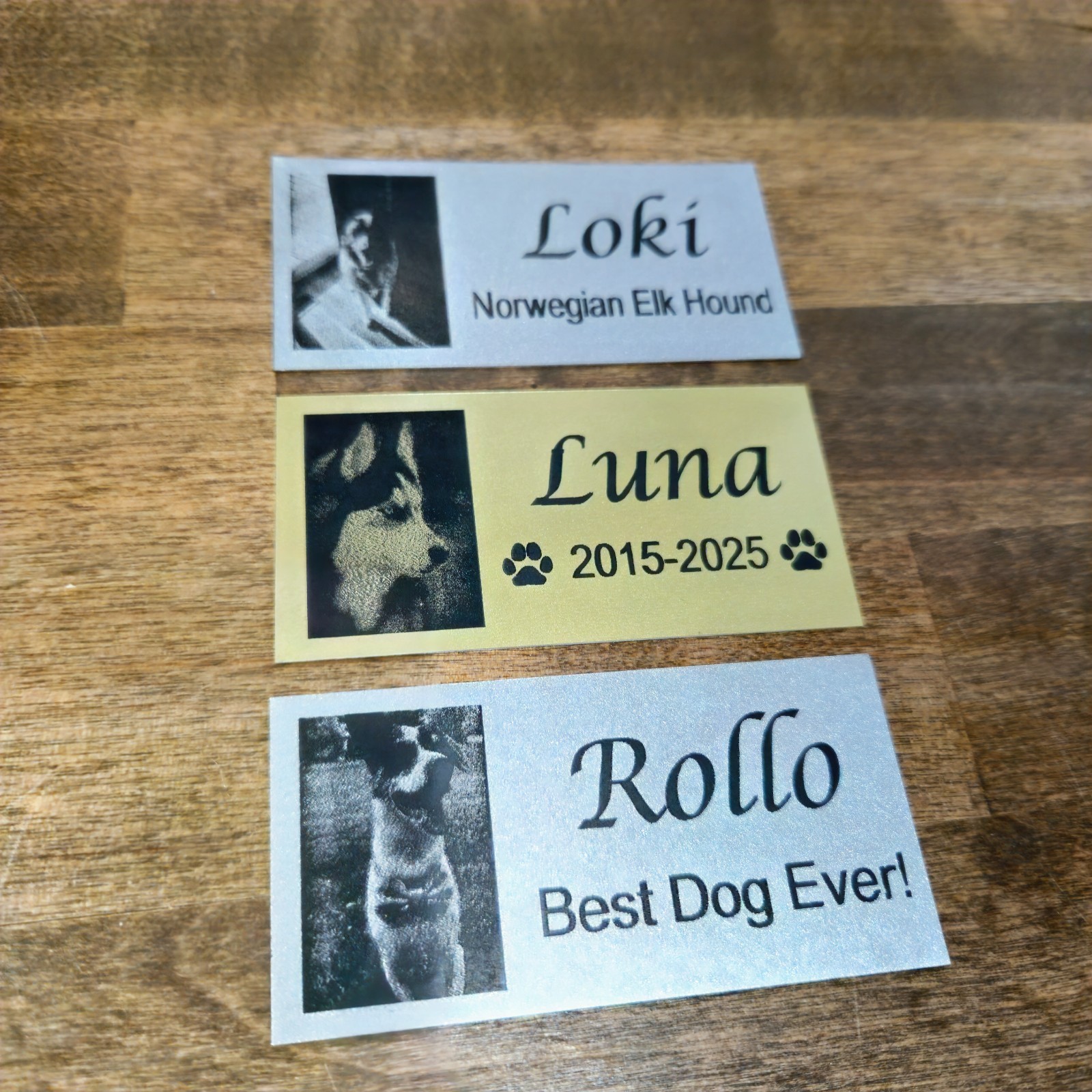 Aluminum Custom Pet Memorabilia Plate w/Adhesive back Urn Trophy Memory Dog Cat.
