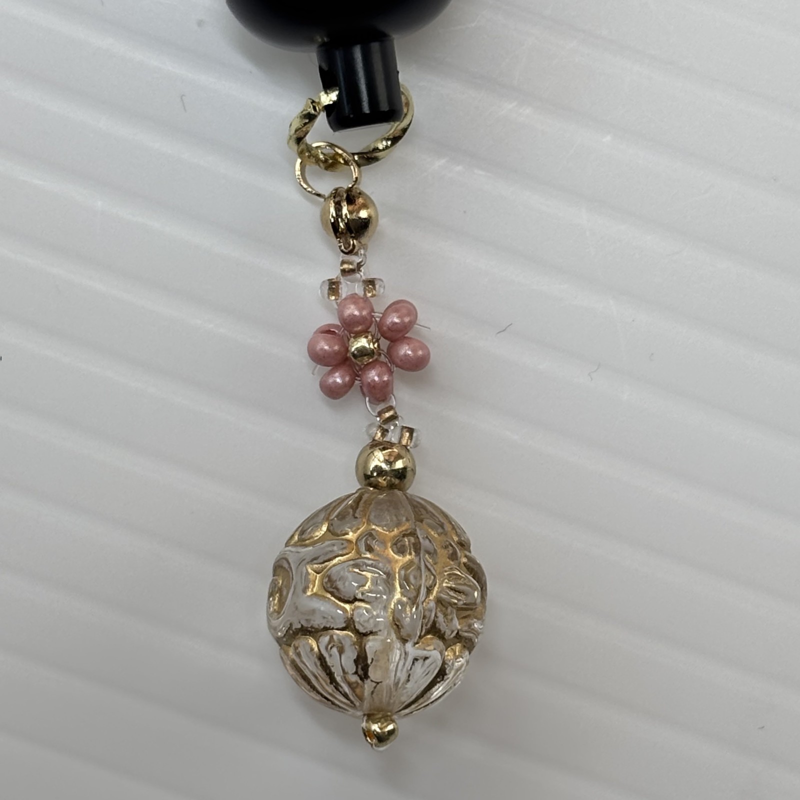 Cremation Ashes Keychain – Cremation Keepsake(pink flower and clear gold orb)