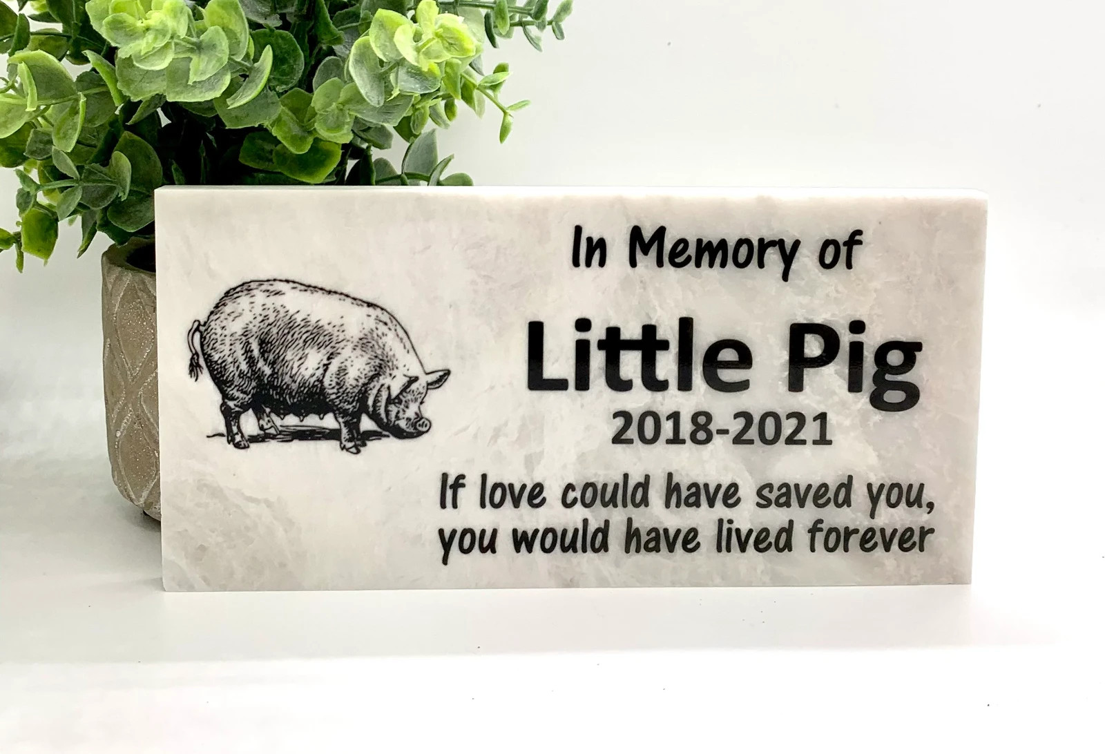 Pig Memorial – Personalized Pet Memorial Stone – Pig Loss sympathy Gift