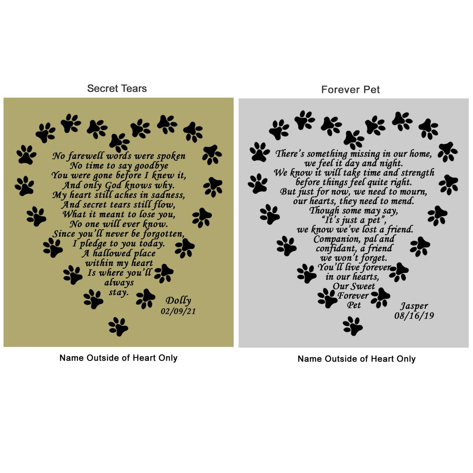 Pet Memorial Personalized Engraved Frame 4×6 Poem Plate Dog Cat Any Pet or Human
