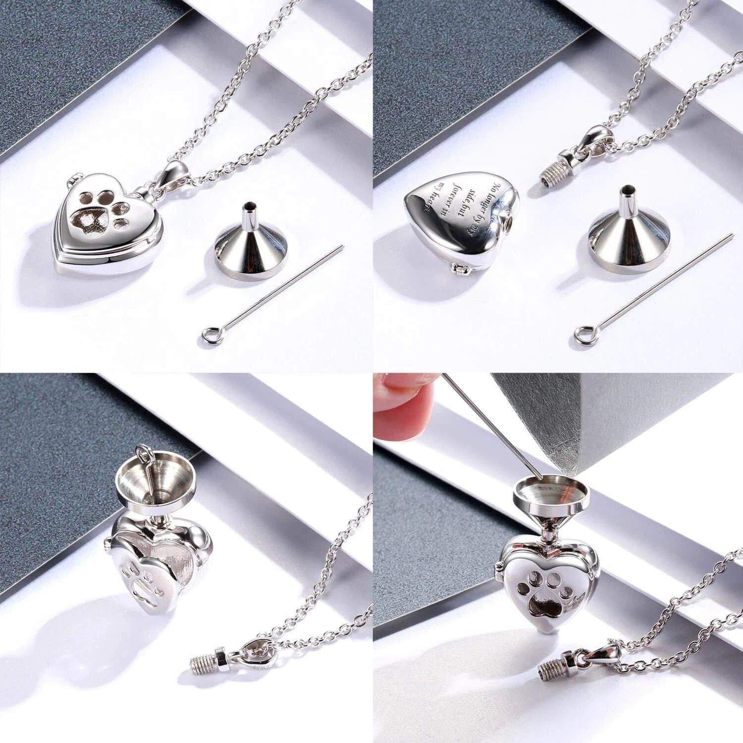 Dainty Pet Memorial Jewelry – 925 Silver Ash Pendant Necklace for Grieving Souls