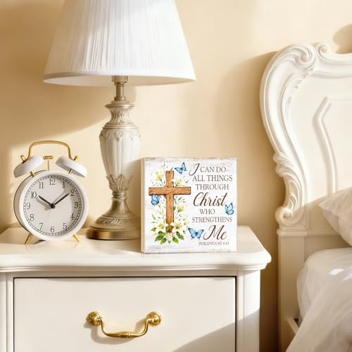 I Can Do All Things Through Christ Who Strengthens Wood Block Plaque Box Sign