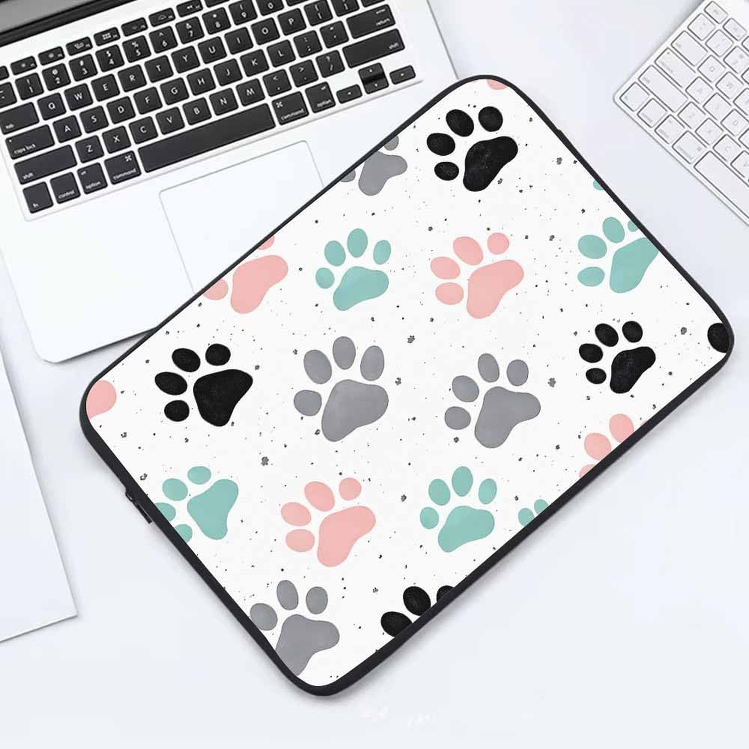 Laptop Sleeve Bag 15.4 15.6 Inch,Dog Paw Prints Colorful Dog Footprint Protec…