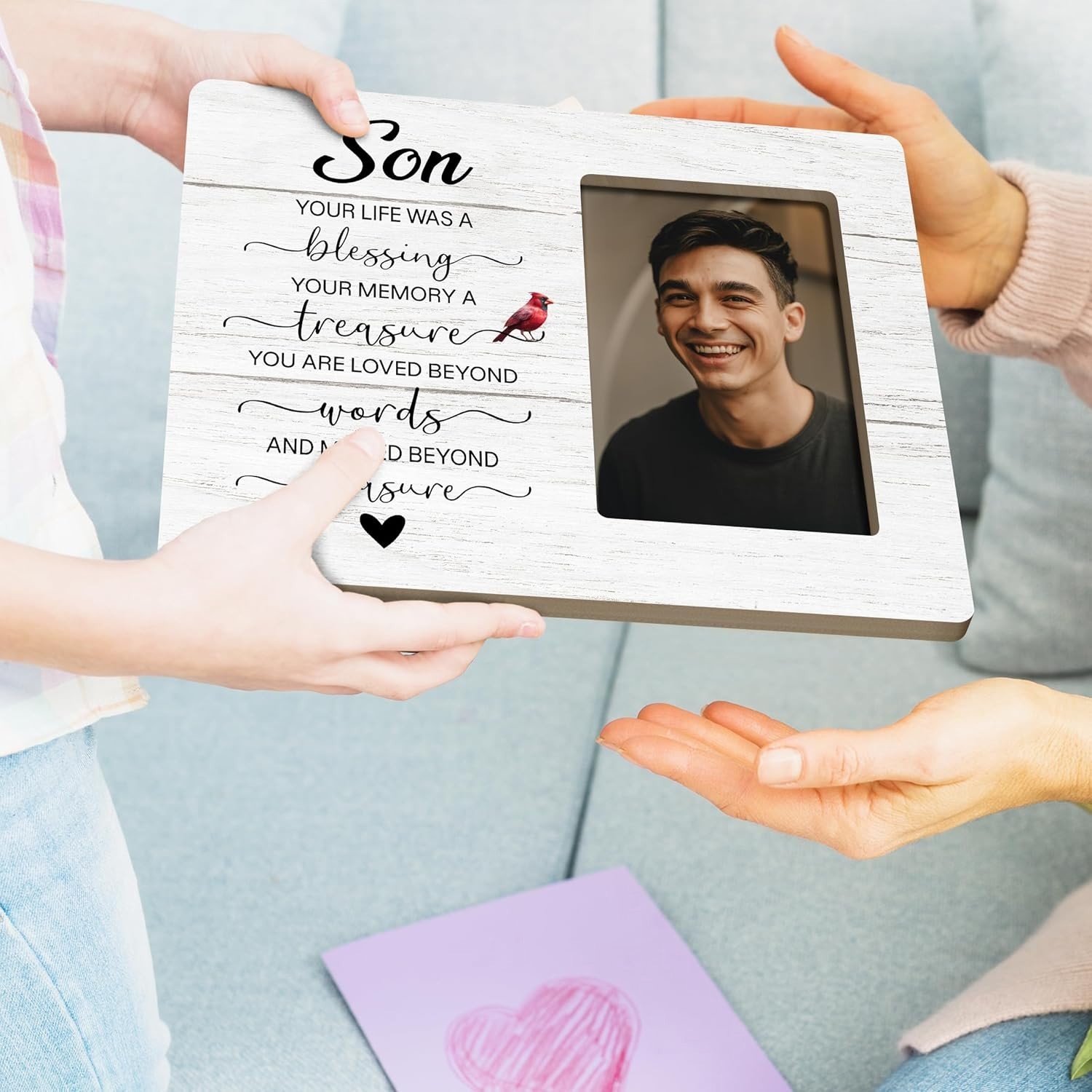 Memorial Picture Frame Gifts for Loss of Son In Loving Memory Frame 4x6in Photo