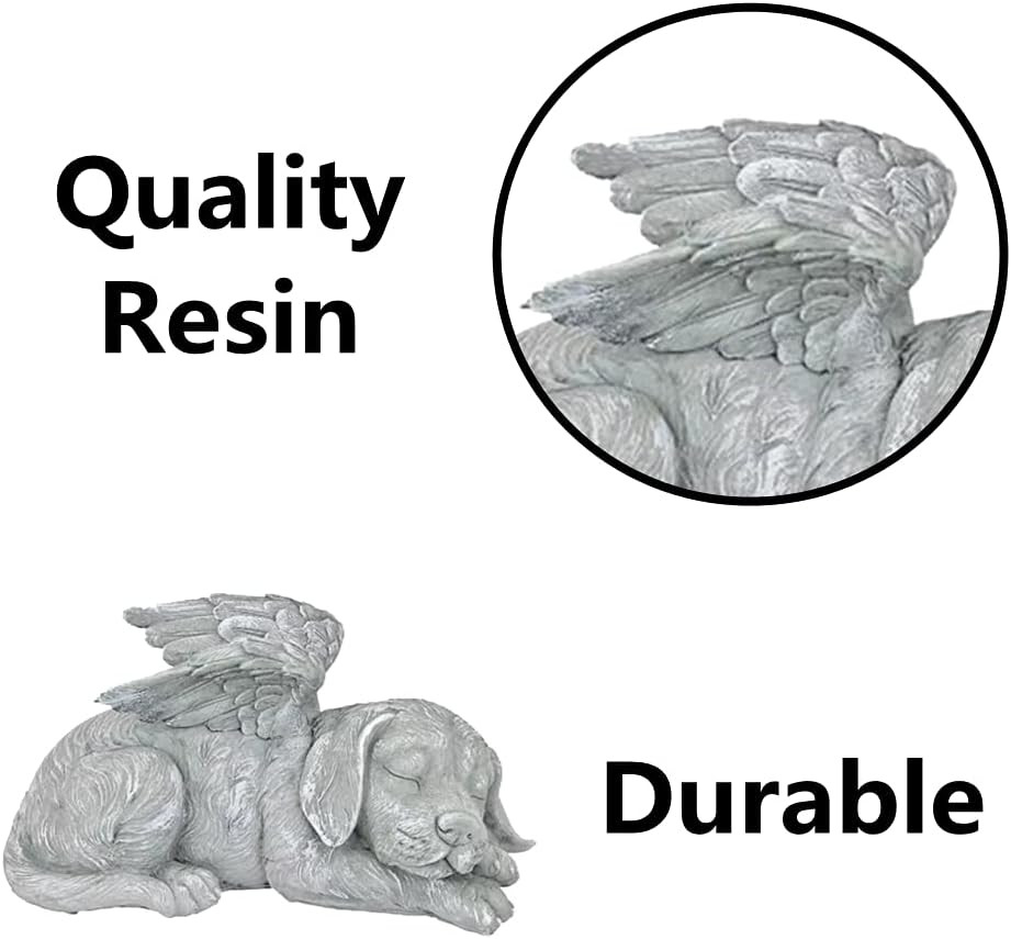 Dog Angel Wings Ornament Dog Angel Statue Mini Animal Statu for Garden Tombstone