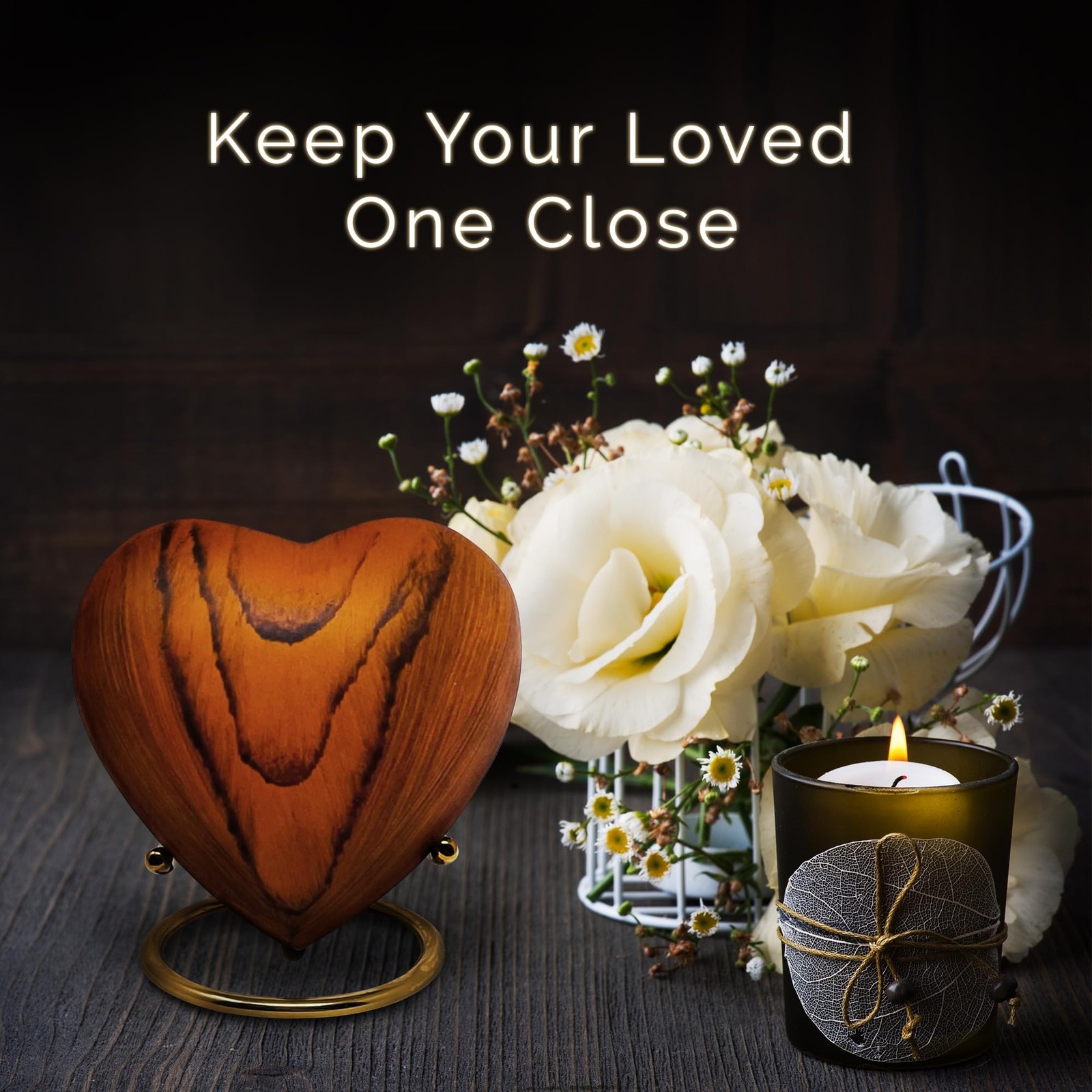 Small Urns for Ashes Keepsake Heart – Mini Wood Grain Cremation Urn for Male …