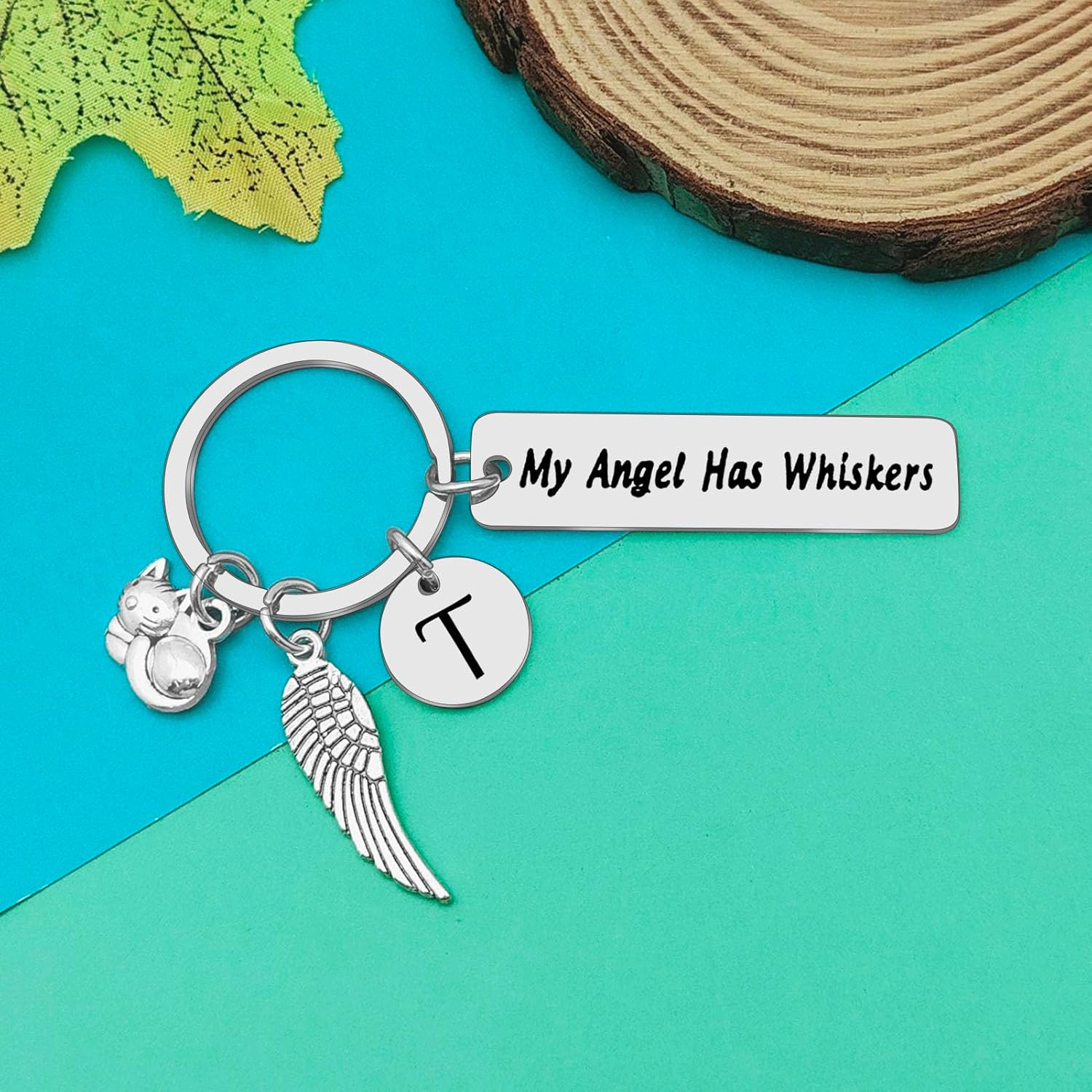 Loss of Cat Memorial Keychain Initial Charm Jewelry Sympathy Gifts for Pet Loss