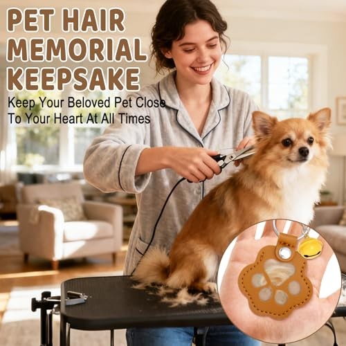 3Pcs Dog Hair Keychain Pet Fur Keepsake Cat Pet Hair Keychain with Bell